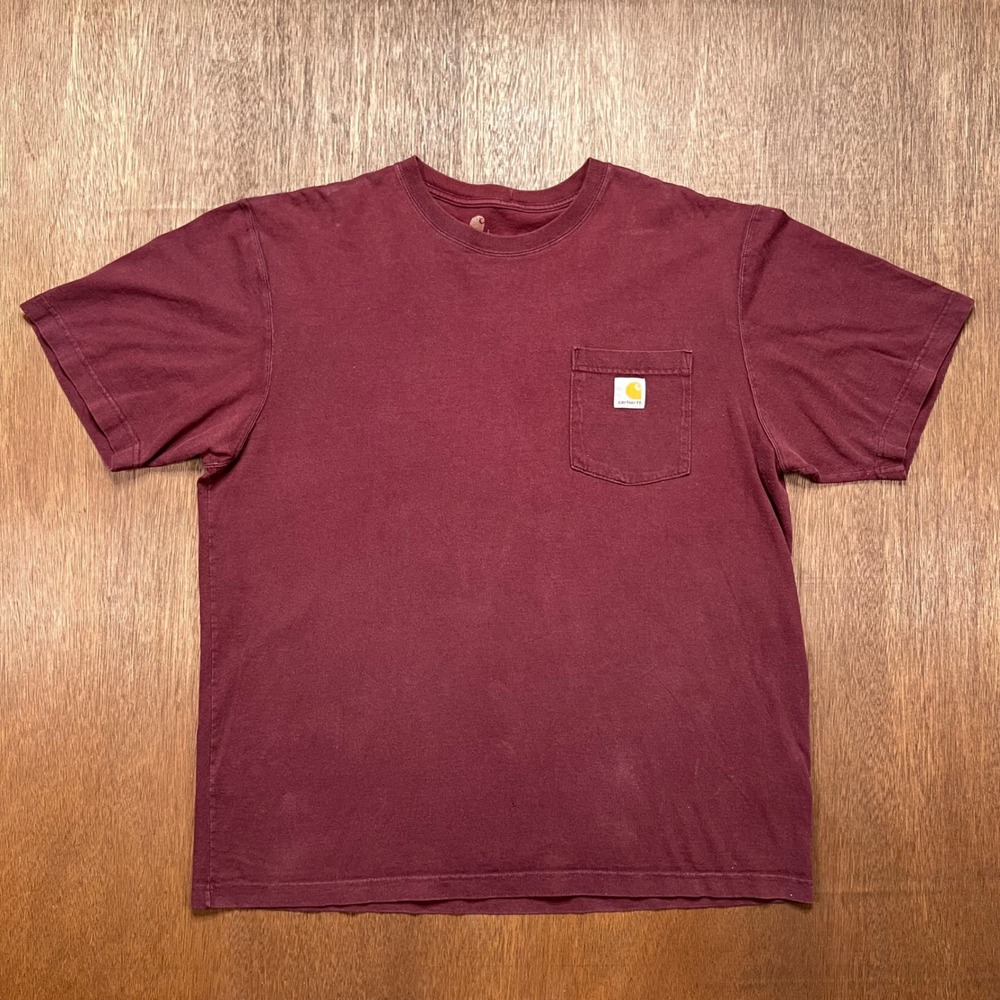 Carhartt K87 Pocket T-Shirt Burgundy Port Original Fit Cotton Tee L K87-PRT